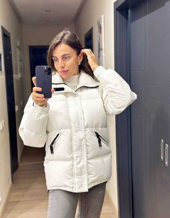 пуховик пуффер білий зимовий Sandro