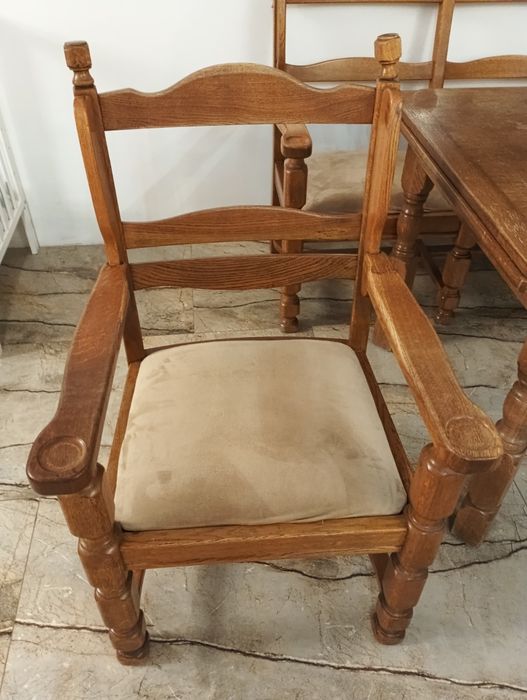 Stół i krzesła do jadalni dębowe styl vintage