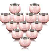 Szklane świeczniki na podgrzewacze 12 sztuk różowe