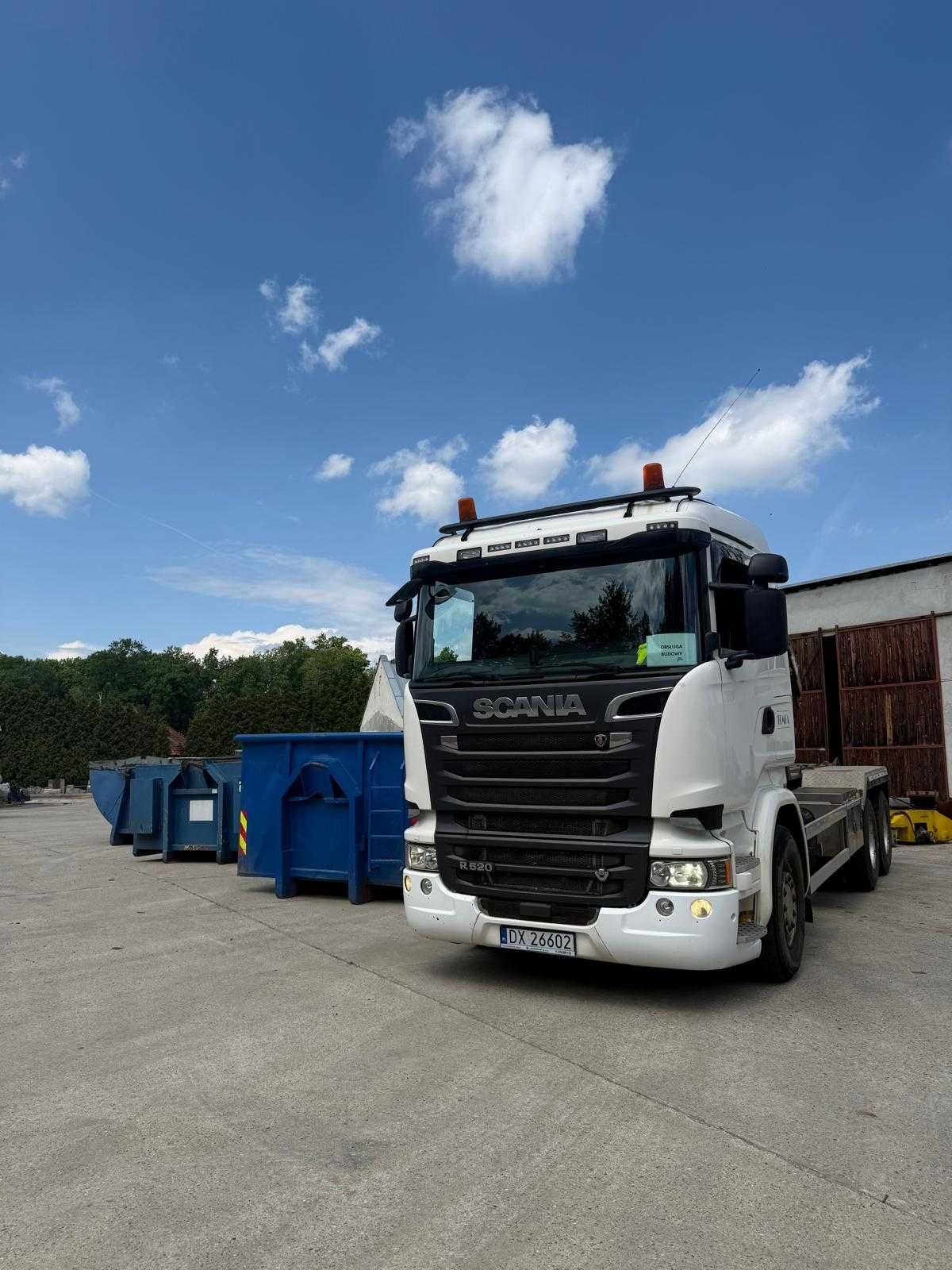 SCANIA R520 V8 nadstawki: platforma, termos, kontener GWARANCJA UDT