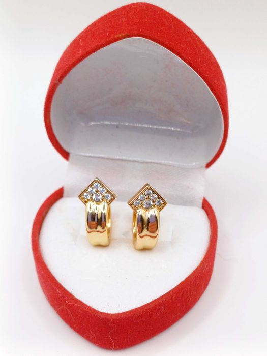 Kolczyki pozłacane kółka kółeczka z brylancikami stal chirurgiczna CA7