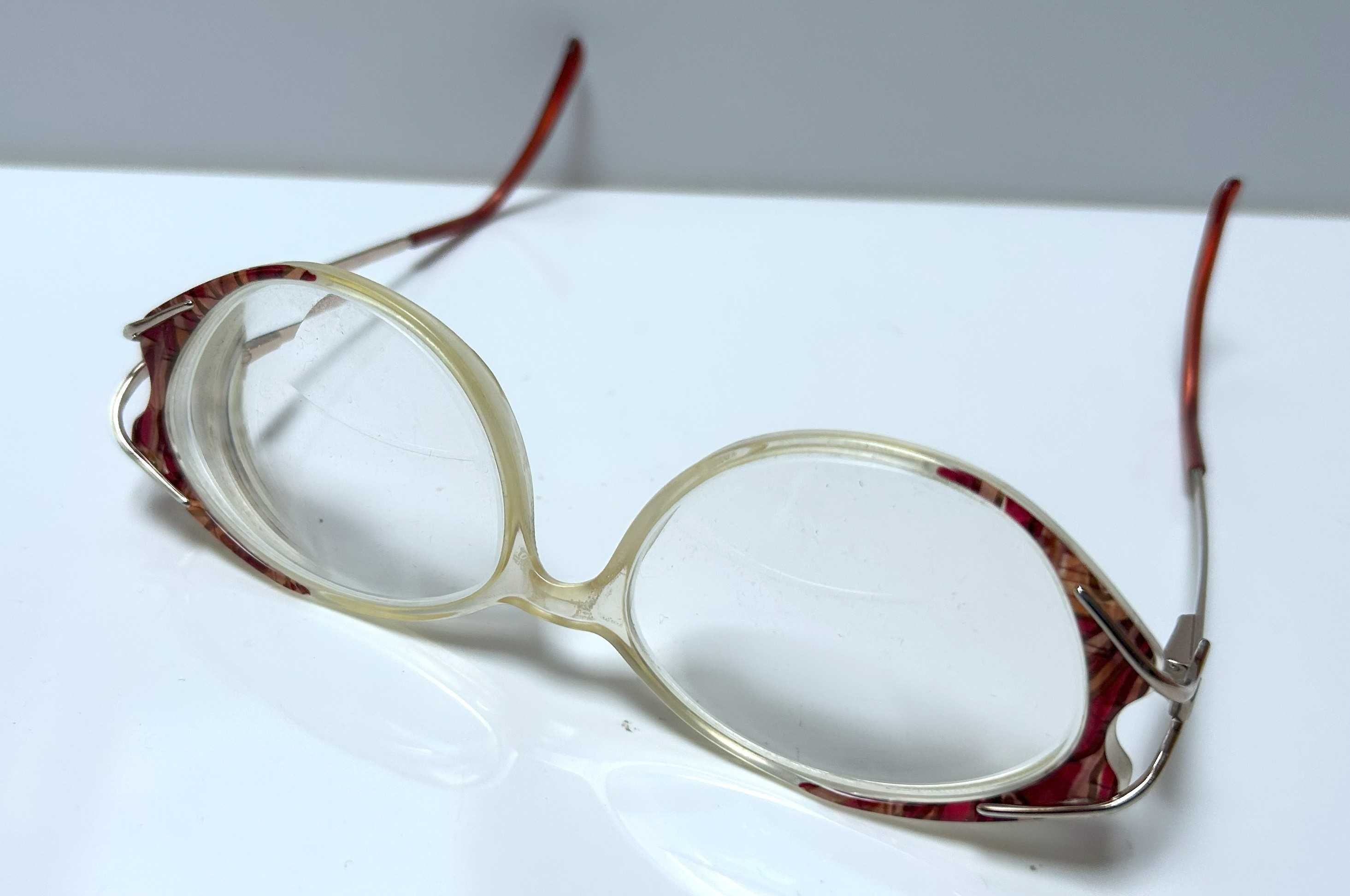 Okulary oprawki złoto czerwone retro vintage lata 70/80
