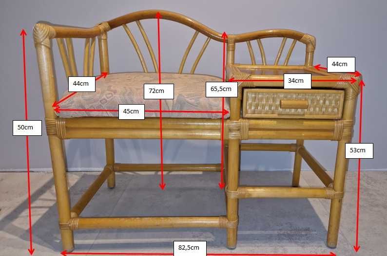 OKAZJA Rattanowe meble do przedpokoju, siedzisko z szufladą