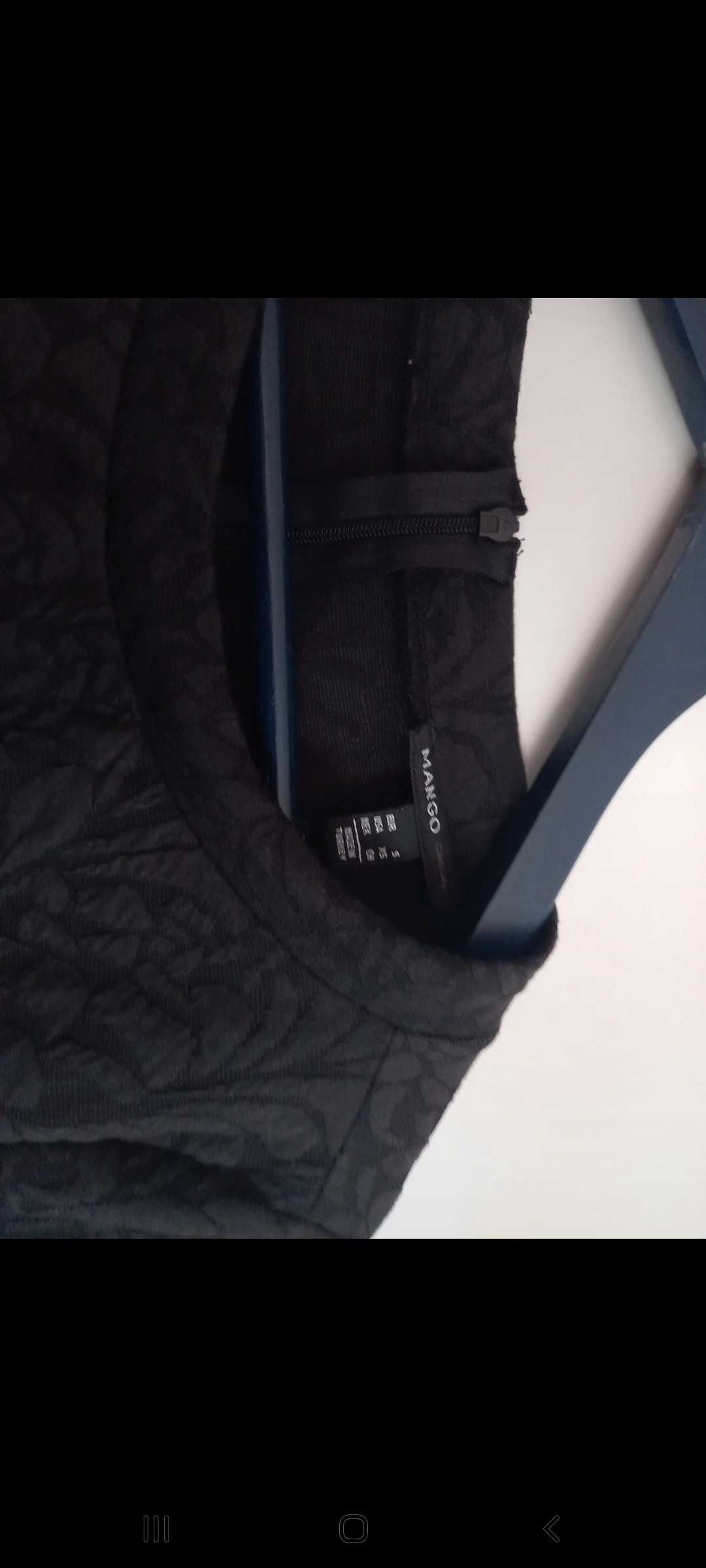 Vestido preto com relevo, S - Mango