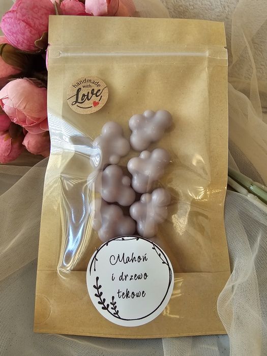 100% sojowy wosk do kominka o zapachu Mahoń i drzewo tekowe 30g
