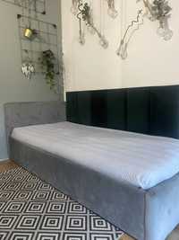 Łóżko tapicerowane szare +dno+materac z ikei