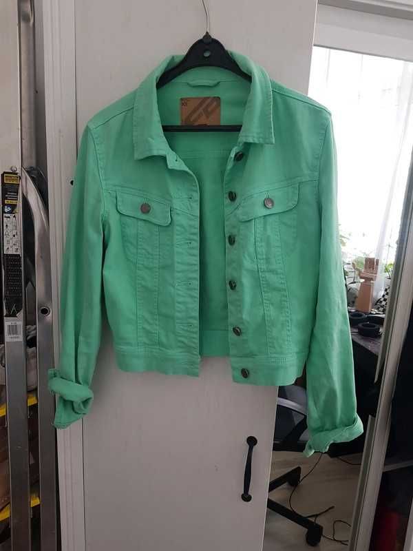 Zielona kurtka jeansowa, katana damska
