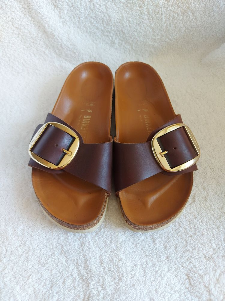 Шлепанцы сланцы birkenstock 36p коричневые кожа