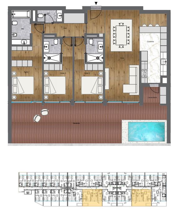 Apartamento T3 com Piscina Privativa e Vistas sobre o Rio Douro