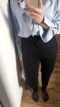 Granatowe eleganckie spodnie w kant wysoki stan Zara S 36