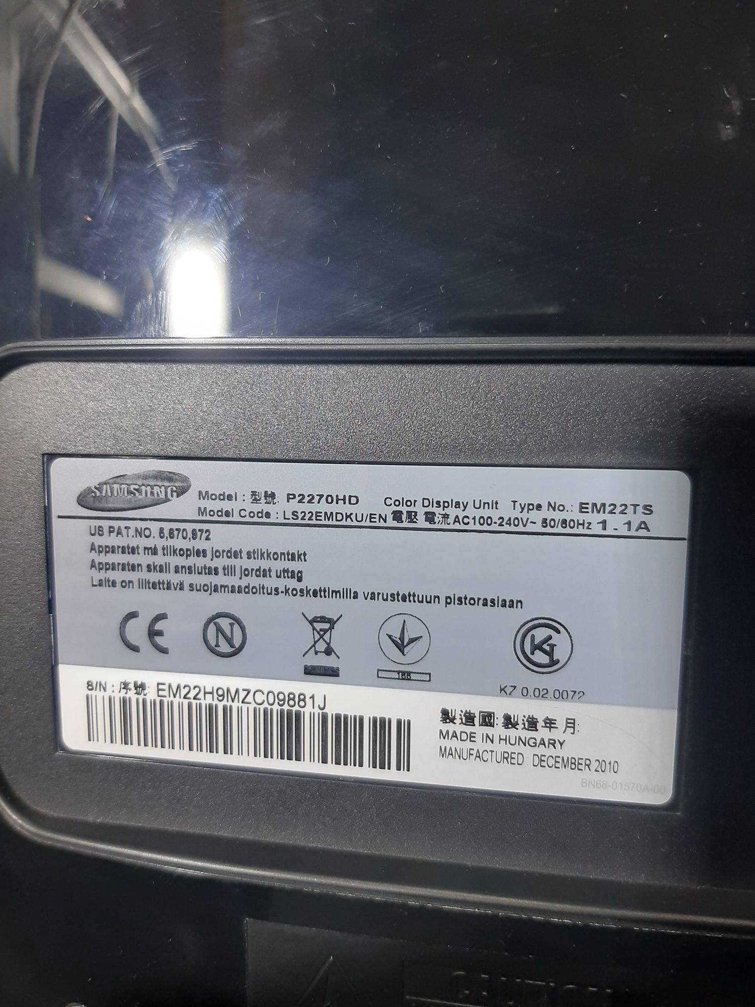 Samsung ls22emdku às peças