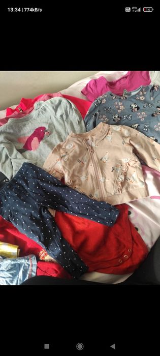 90SZTUK  Wielka paka ubranek dla dziewczynki – rozmiary ok. 74–80