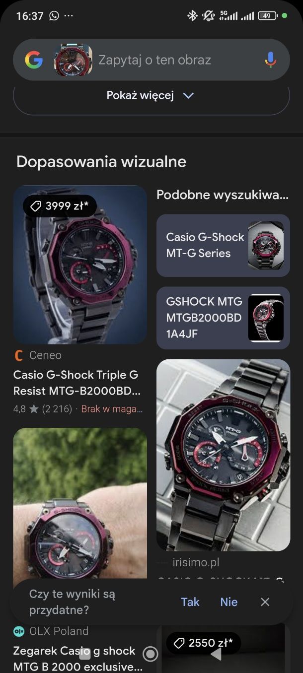 Gshock MTG-B2000BD-1A4ER - zamiana garmin 51mm