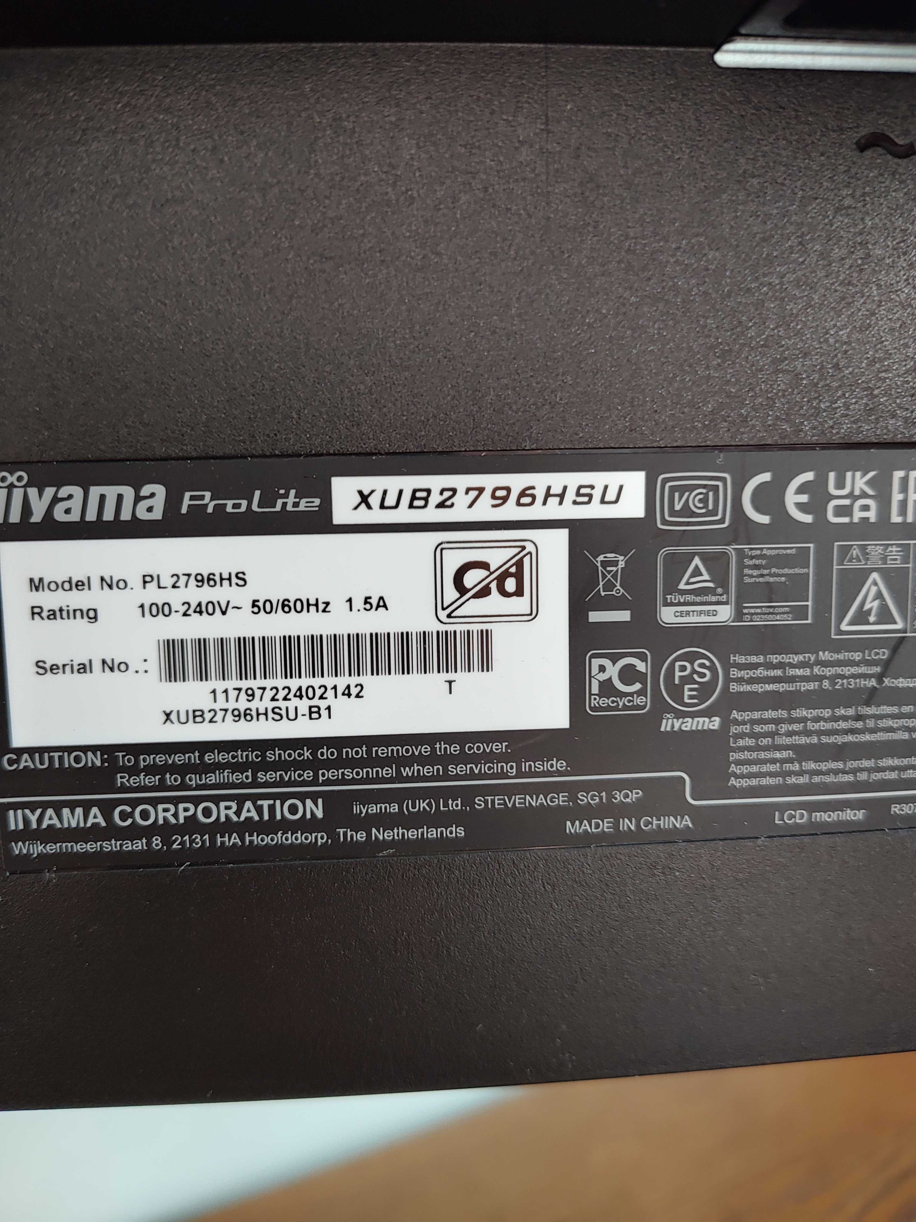 monitor 27 " IIYAMA ProLite XUB2796 HSU