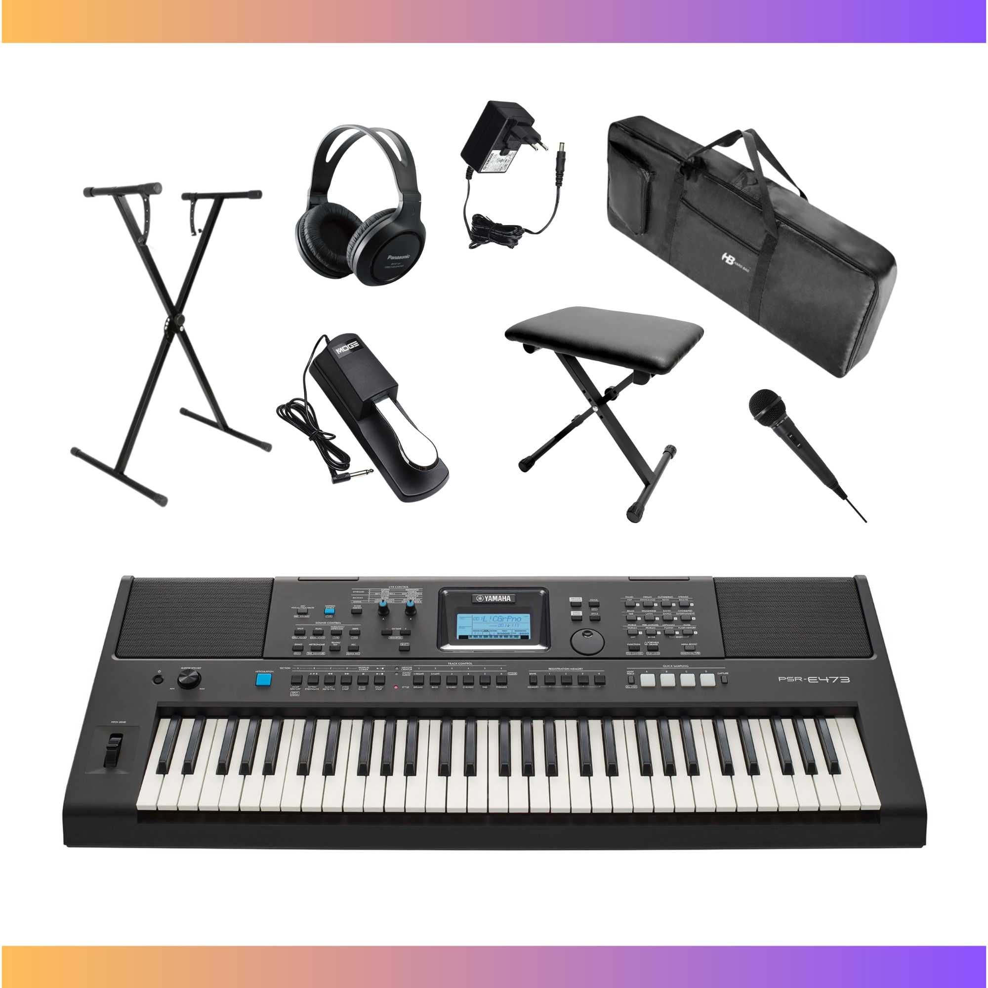 Keyboard YAMAHA PSR-E473 MEGA zestaw XXXL / NOWY / PSR E473