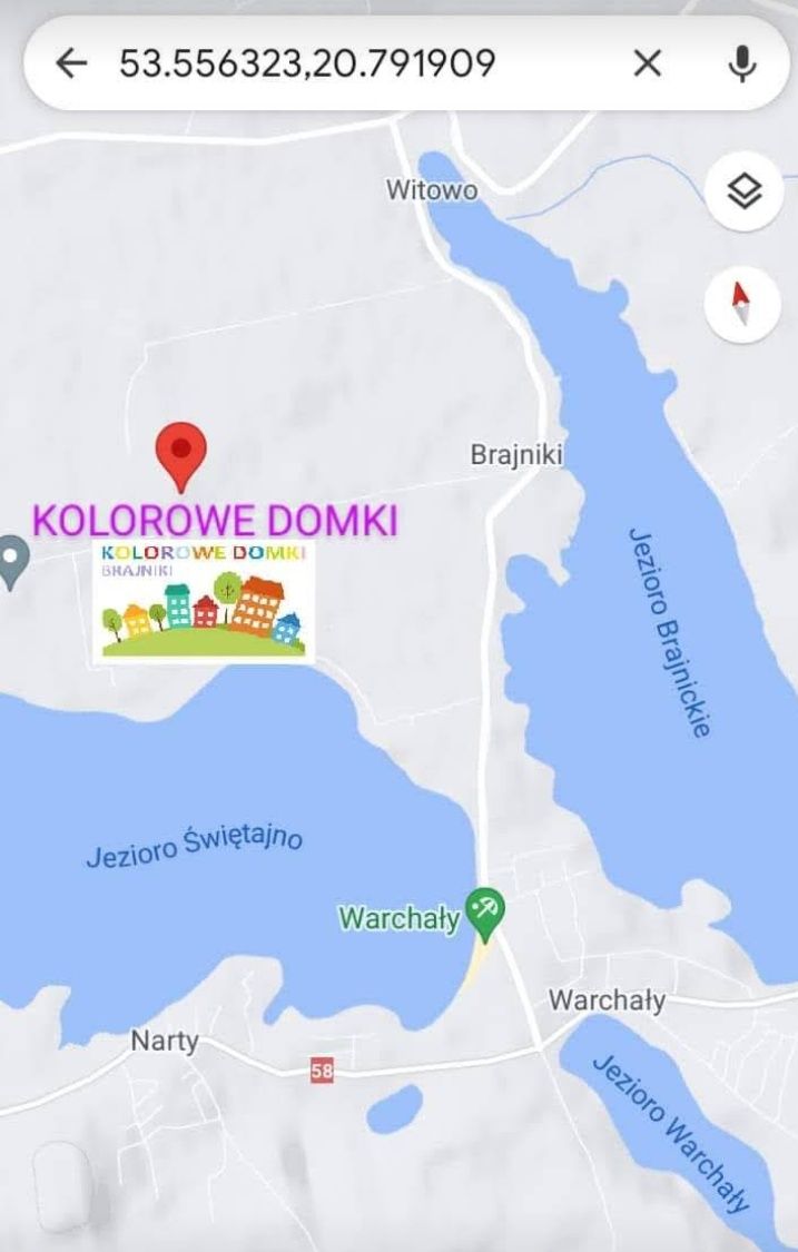 Kolorowe Domki.Mazury. Brajniki. 400 m do plazy jez. Świetajno. Basen