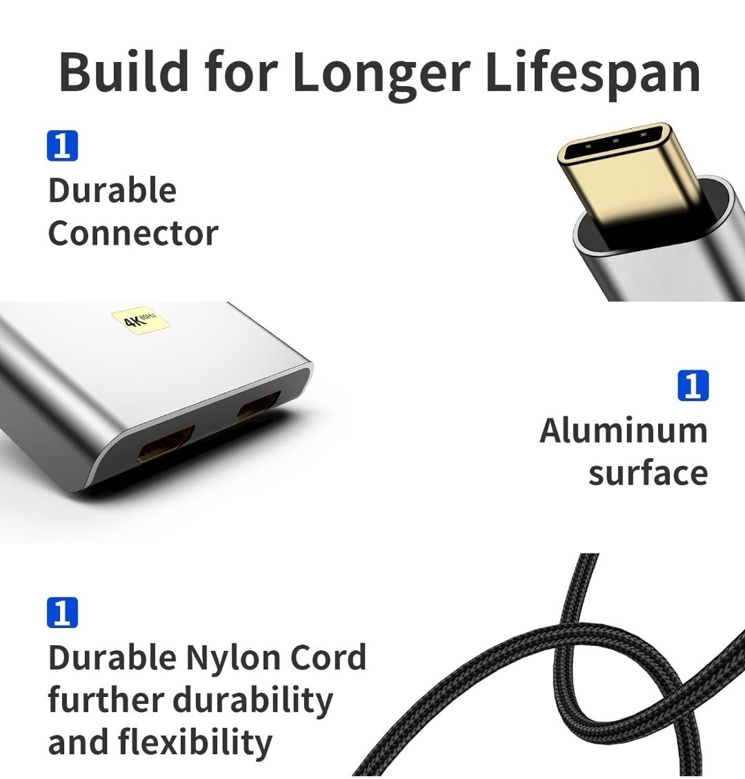 Adapter USB C do podwójnego HDMI 4K 60hz, [działa z Thunderbolt 3/4]