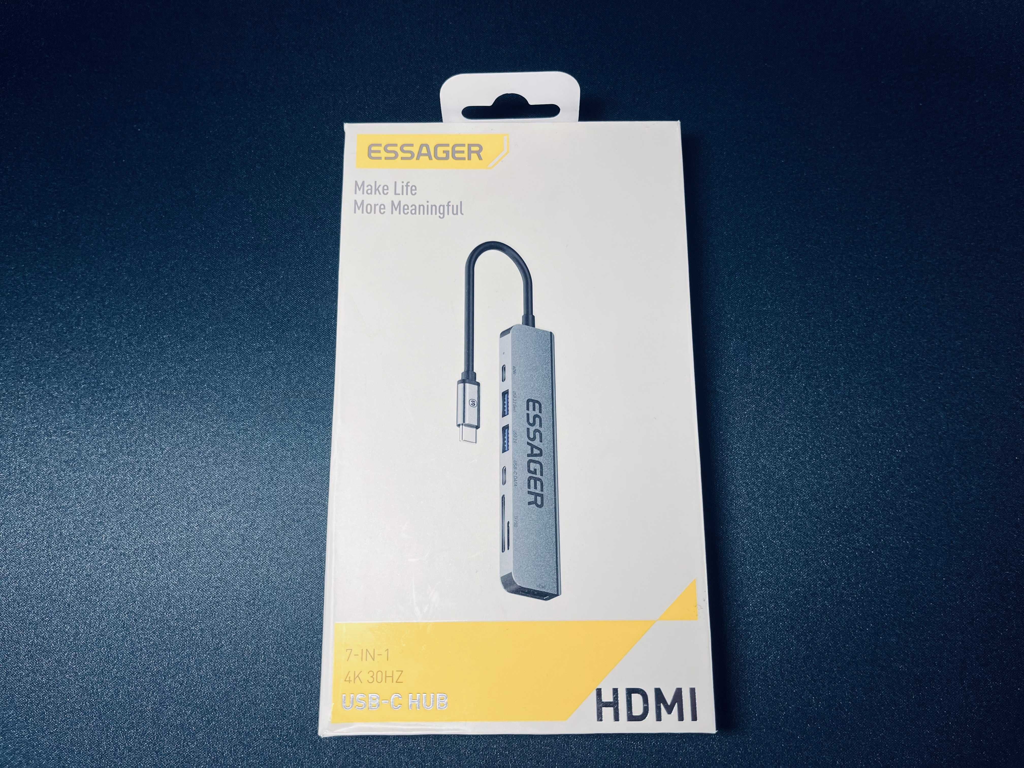 Essager адаптер USB Type-C Hub 7 в 1 HDMI 4K 30Hz USB SD TF MacBook