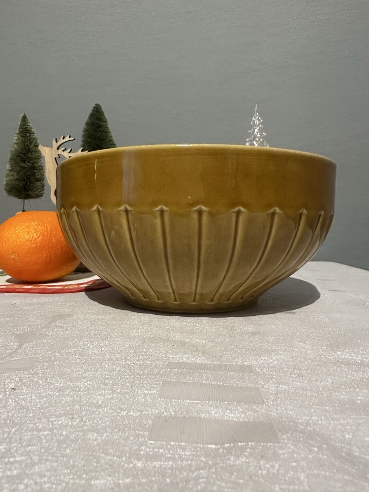 Mała makutra kamionka stara ceramika Mirostawice 21cm