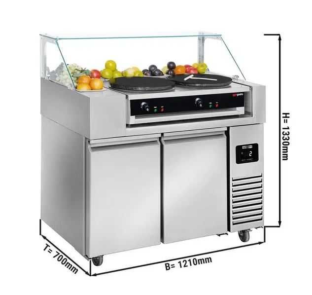 Máquina de crepes com bancada de trabalho refrigerada equipamento novo