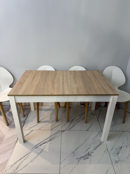 Stół rozkładany biało drewniany