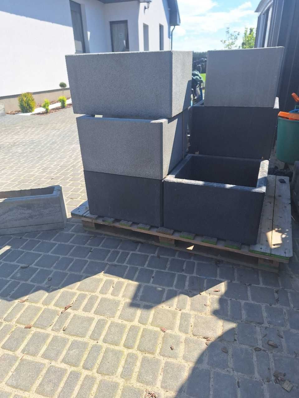 Duża donica ogrodowa 50x50x30 gazon beton 40x40x30