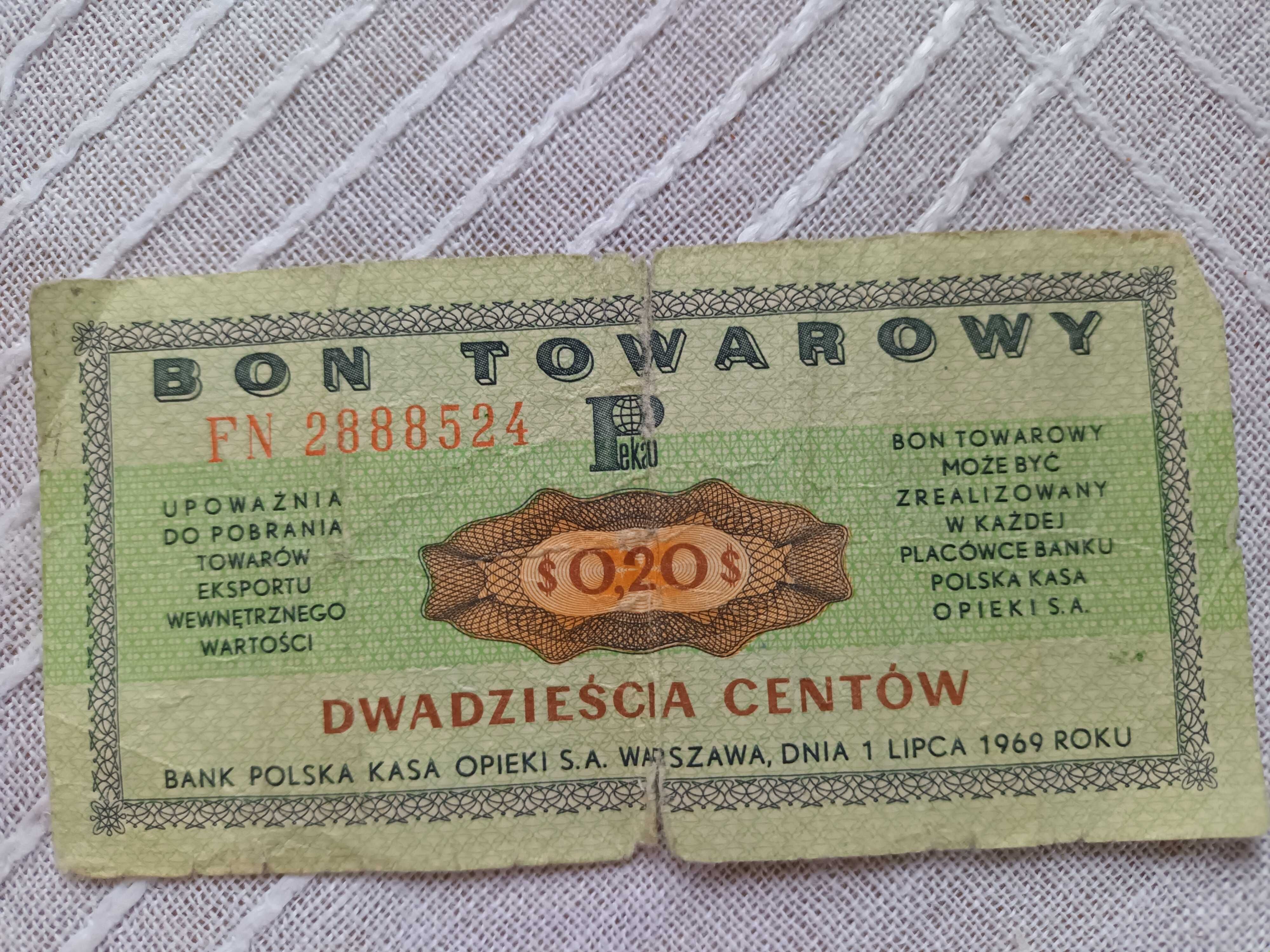 Bon towarowy PKO 20 centów z 1969 roku