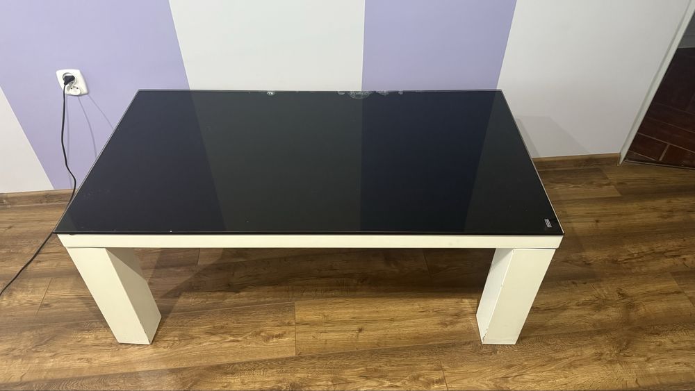 Ława do salonu biało czarna szkło