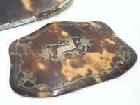 Fantásticas antigas capas de porta moeda de 1850 em tortoise e prata