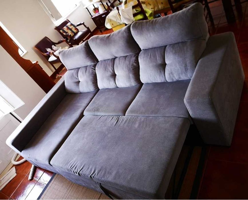 Sofá cama 3 lugares / chaise longue com arrumação