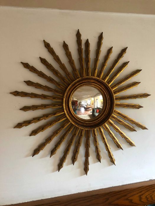 Sun Mirrors in Gold Leaf Wood, 1960s.