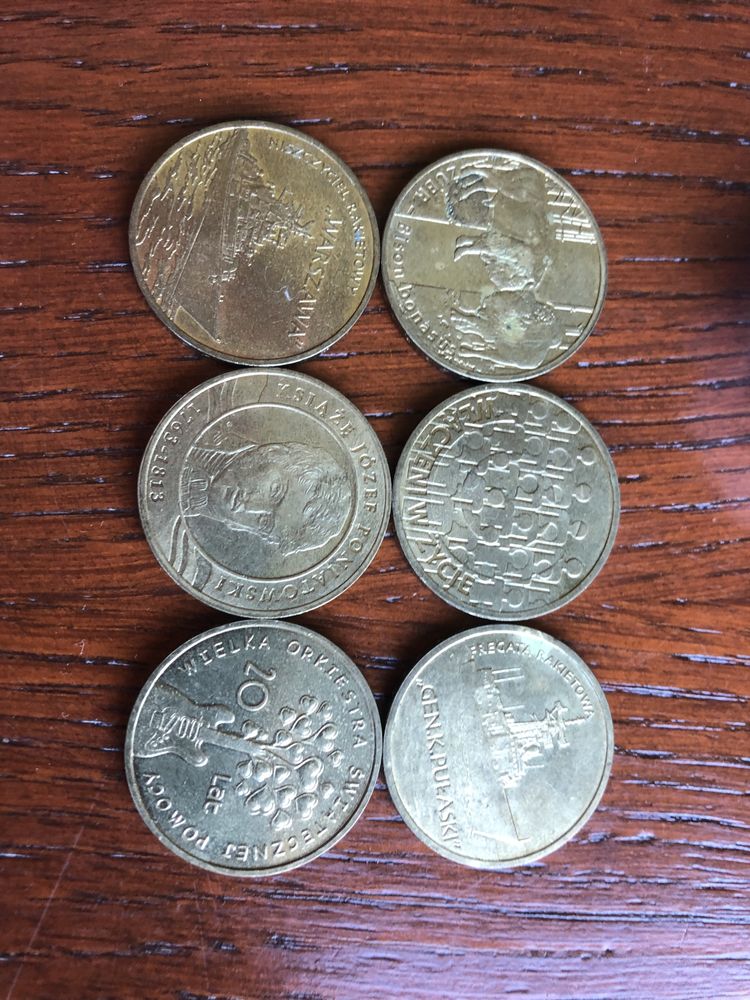 6  monet okolicznościowych 2 złotowych