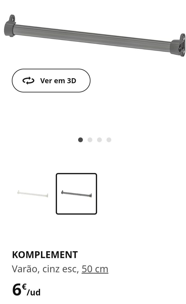 2 Sapateiras extraíveis e varões para roupeiro IKEA.