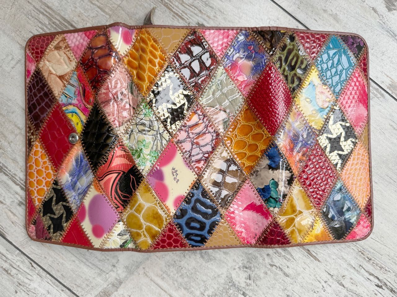 Wloski portfel Vera Pelle, skora naturalna, patchwork
