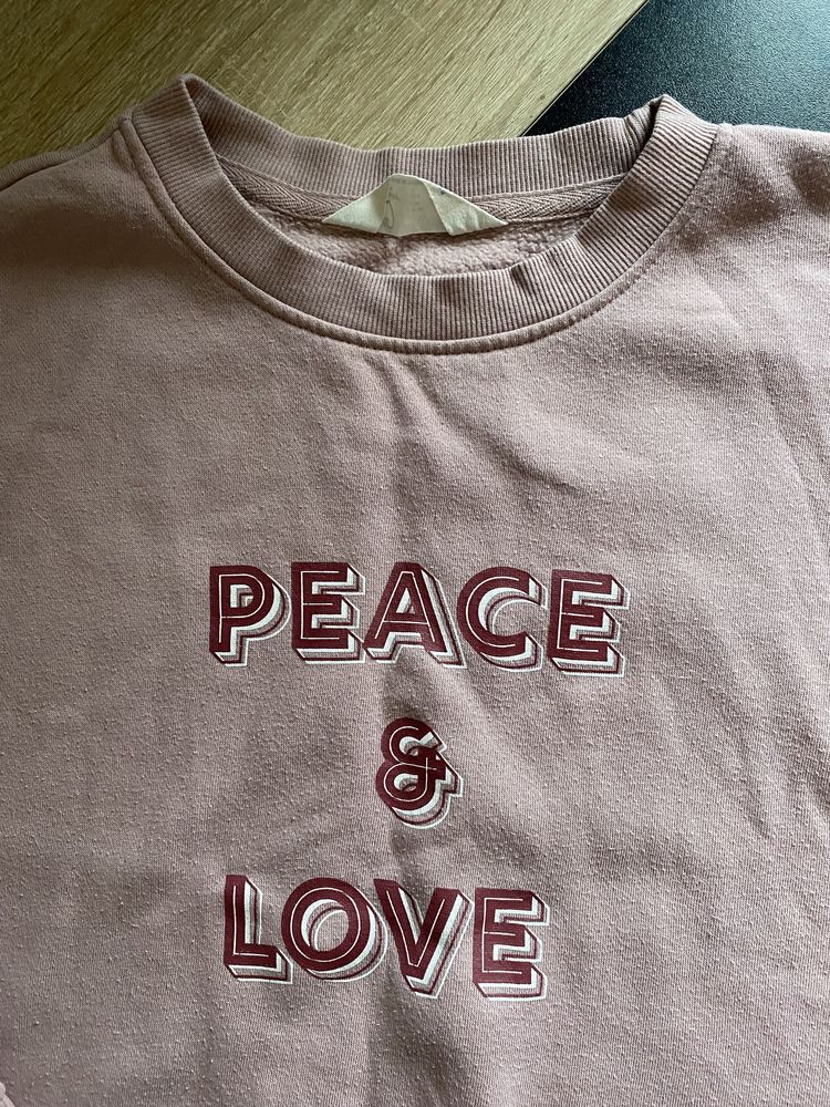 Różowa bluza peace&love primark pudrowy róż 42/44