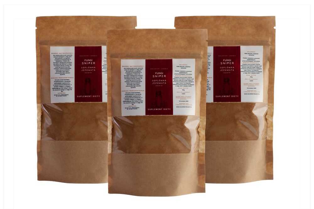 Soplówka jeżowata (lion's mane) 10:1 ekstrakt -Trzy Opakowania po 100g