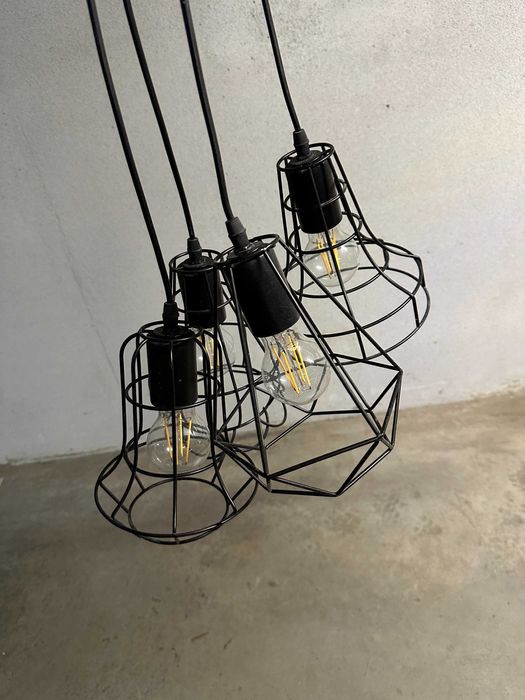 Lampa sufitowa klosz ikea poczwórna czarna