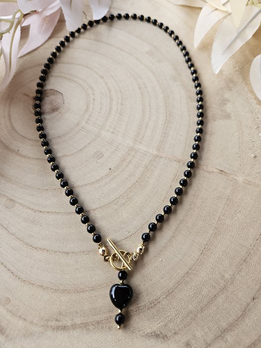 Naszyjnik kamienie naturalne Jadeit Hematyt Onyks