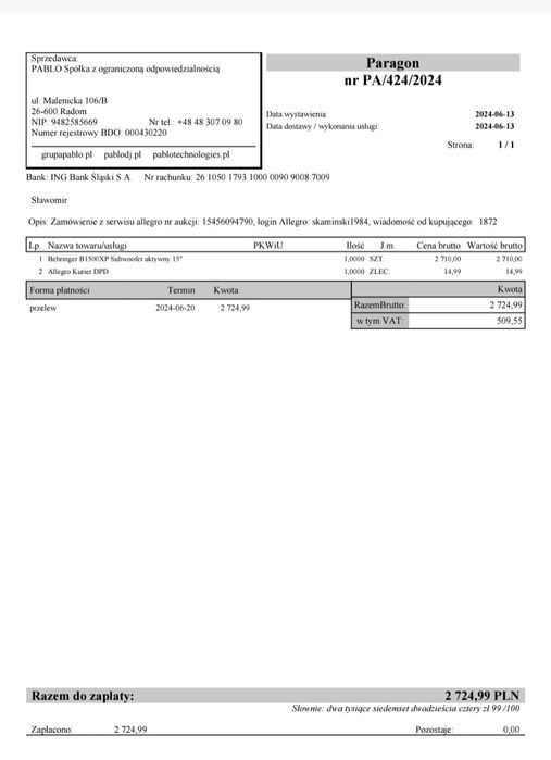 Behringer, kolumny aktywne 3 szt. Gwarancja!