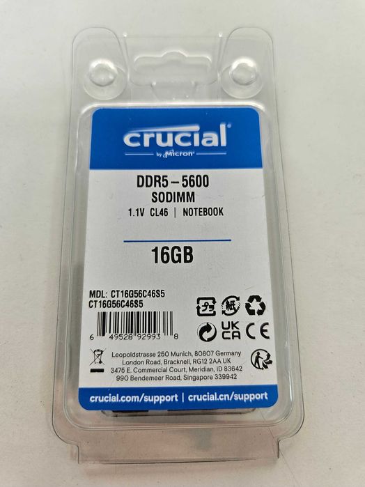 16GB Sodimm DDR5-5600 Crucial como novo CT16G56C46S5
