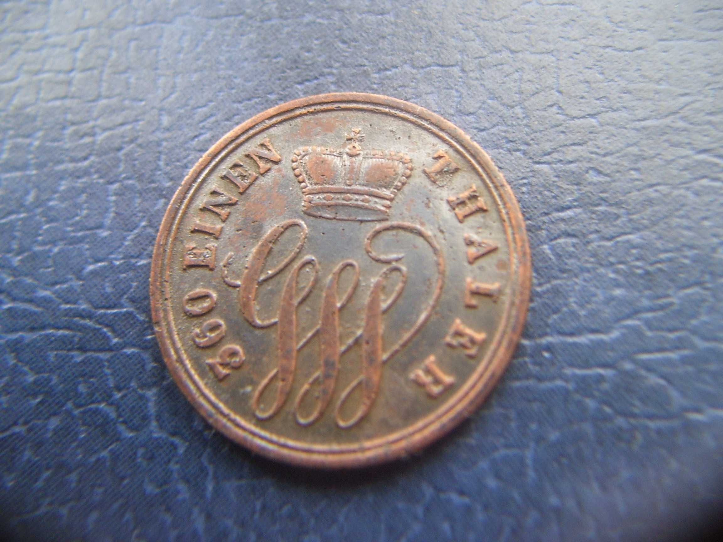 Stare monety 1 fenig 1858 Schaumburg Niemcy piękna