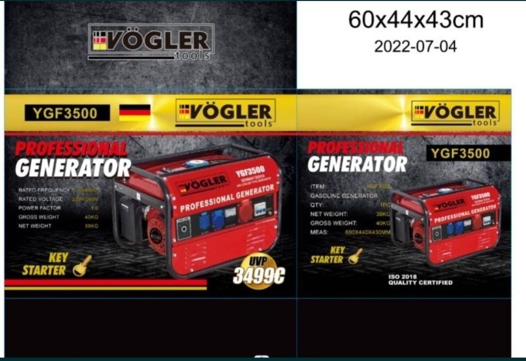 Agregat prądotwórczy VÖGLER GmbH YGf3500 3 fazowy  generator benzynowy