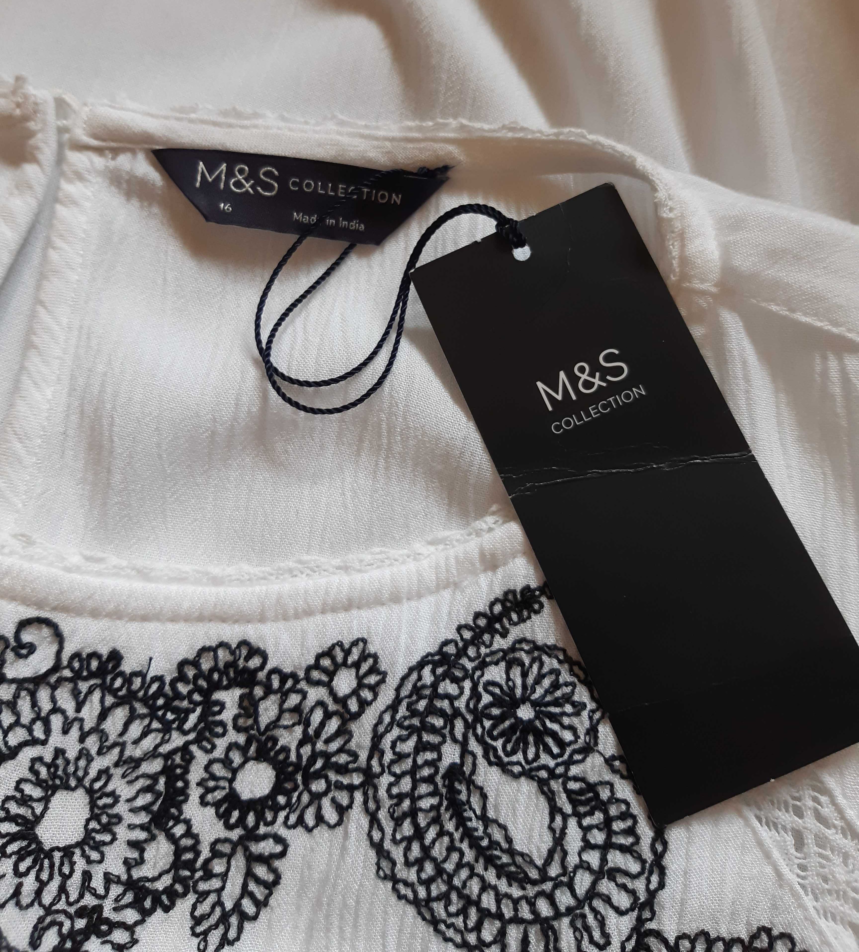 Белая блуза, вышиванка из вискозы marks & spencer