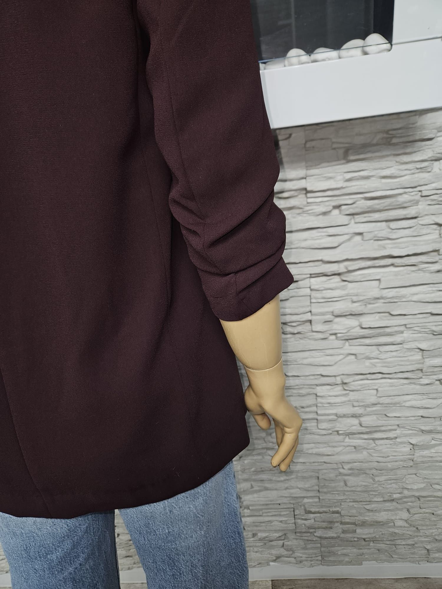 Żakiet marynarka bordowa burgundowa z kieszeniami H&M rozmiar S