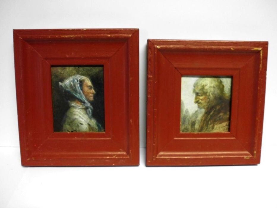2 Velhotes - pinturas de José Mergulhão - assinadas e datadas 1967