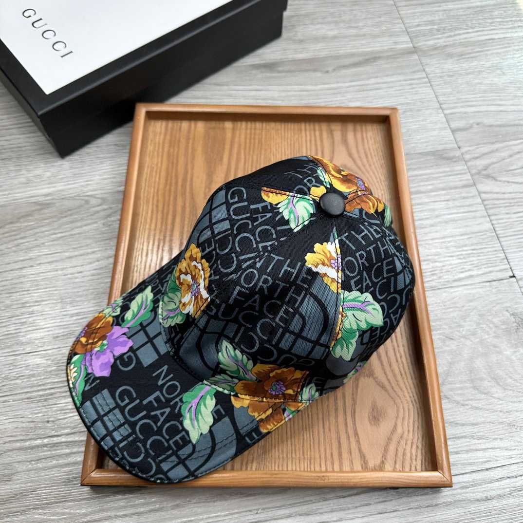 Czarna czapka bejsbolowa z nadrukiem GUCCI, czapka ducznika, kapelusz