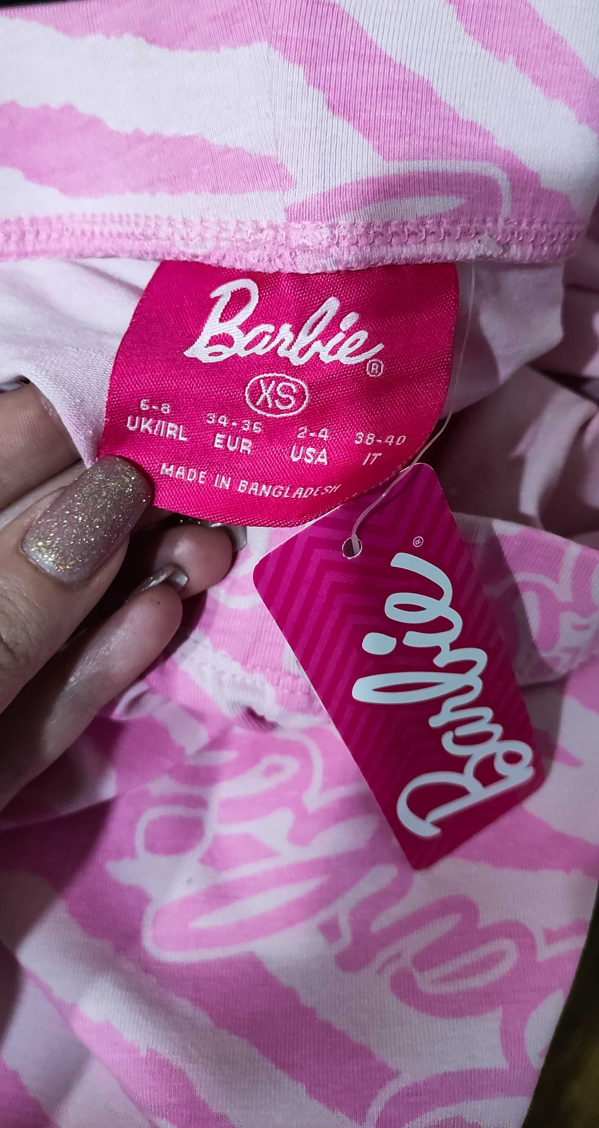 Legginsy Barbie spodnie różowe pudrowe cukierkowe zebra Primark