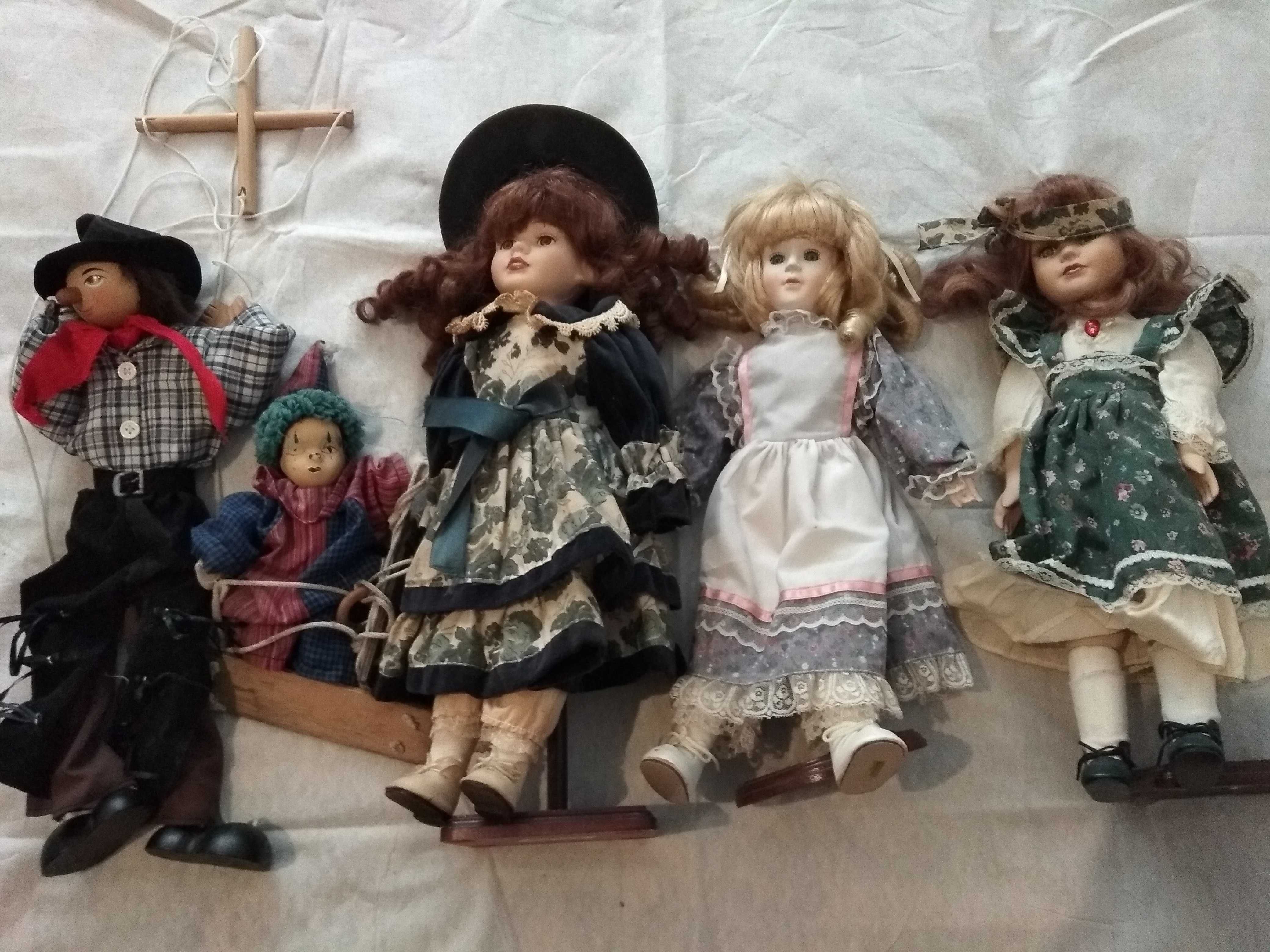 Lote de Bonecas Antigas + Boneco Marionete coleção