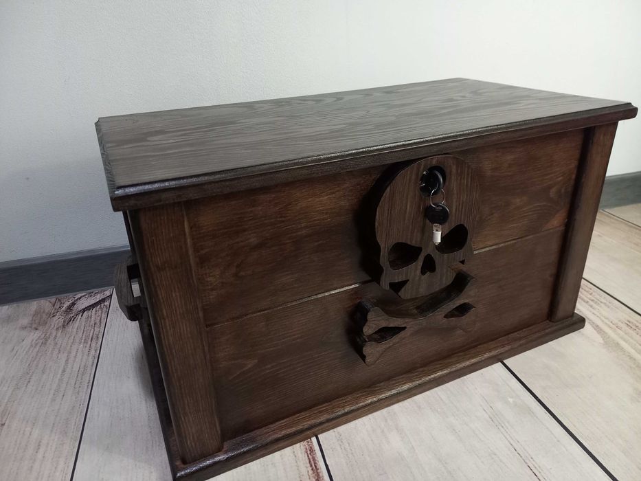 skrzynia Piracka z trupią czaszką - rustykalna zamykana na kluczyk !!!