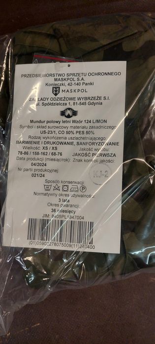 XS/XS 124L nowy mundur polowy letni